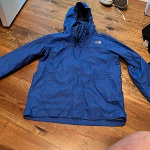 Boys Youth Medium Blue North Face Rain Jacket